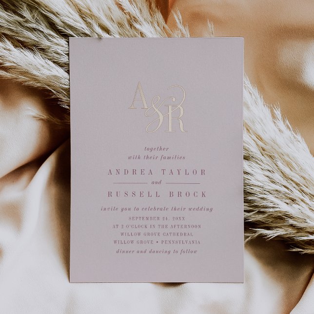 ANDREA Burgundy Blush Pink Rose Gold Foil Wedding (ANDREA Burgundy Blush Pink Rose Gold Foil Wedding Foil Invitation)