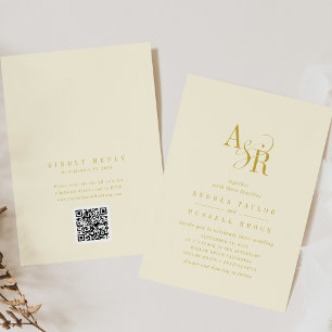 ANDREA Butter Yellow QR Code Elegant Wedding Invitation