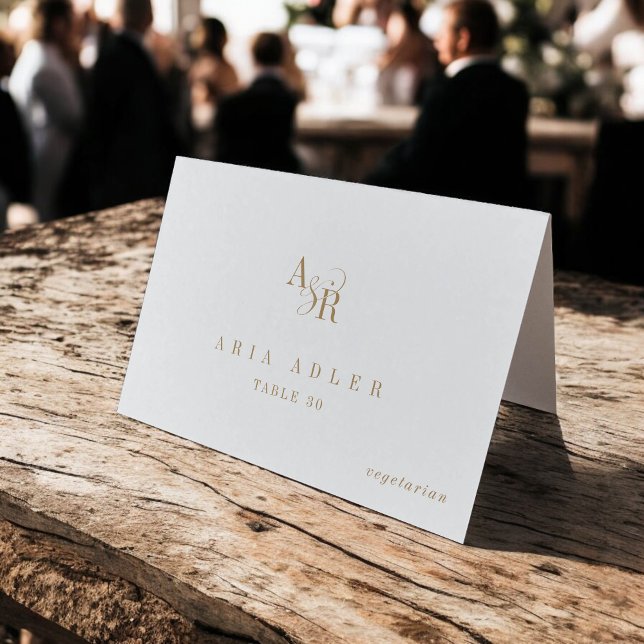 ANDREA Classic Boho Gold White Wedding Place Cards (ANDREA Classic Boho Gold White Wedding Place Cards)