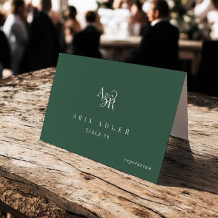 ANDREA Dark Green Minimal Wedding Place Cards