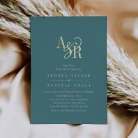 ANDREA Dark Teal Gold Foil Formal Elegant Wedding
