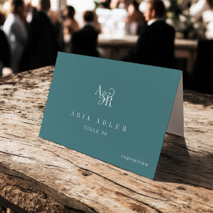 ANDREA Dark Teal Minimal Wedding Place Cards
