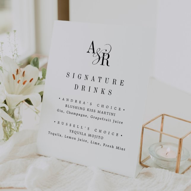 ANDREA Elegant Classic Wedding Signature Drink Pedestal Sign (ANDREA Elegant Classic Wedding Signature Drink Pedestal Sign)