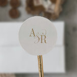 ANDREA Formal Gold Cream Elegant Wedding Monogram Classic Round Sticker<br><div class="desc">These formal gold and cream elegant wedding monogram stickers from the Andrea Collection are perfect for a modern wedding.

The timeless and elegant design features a fancy script monogram in gold and ivory with a unique vintage feel.</div>