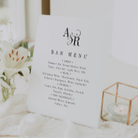 ANDREA Formal Simple Elegant Wedding Bar Menu Sign