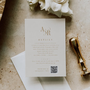 ANDREA Gold Cream Modern Minimal Wedding Details Enclosure Card