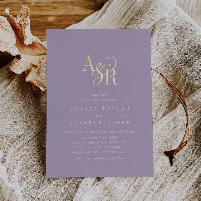 ANDREA Lavender Gold Foil Formal Elegant Wedding (ANDREA Lavender Gold Foil Formal Elegant Wedding Foil Invitation)
