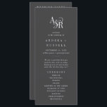 ANDREA Minimal Bold Modern Moody Dark Grey Wedding Program<br><div class="desc">This minimal bold modern moody dark grey wedding program from the Andrea Collection is perfect for a modern wedding. The dark and elegant design features a fancy script monogram in grey and white with a unique moody feel. Include the names of the couple, the wedding date and location, thank you...</div>