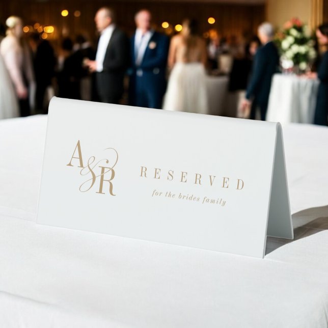 ANDREA Minimalist Simple Initials Wedding Reserved (ANDREA Minimalist Simple Initials Wedding Reserved Table Tent Sign)