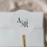 ANDREA Modern Minimalist Simple Wedding Monogram Classic Round Sticker<br><div class="desc">These modern minimalist simple wedding monogram stickers from the Andrea Collection are perfect for a modern wedding.

The classic and elegant design features a fancy bold monogram in black and white with a unique industrial feel.</div>