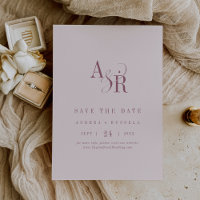 ANDREA Monogram Simple Burgundy Blush Pink Wedding