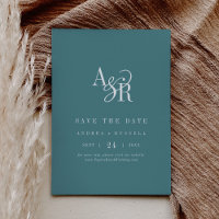 ANDREA Monogram Simple Dark Teal Minimal Wedding