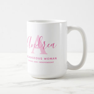 Andrea name meaning and monogram pink text coffee  mug