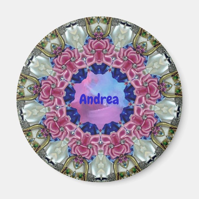 ANDREA ~ Personalised Easter Pattern Fractal ~  Magnet (Front)