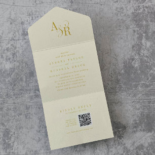 ANDREA QR Code Butter Yellow Simple Wedding All In One Invitation