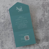 ANDREA QR Code Dark Teal Simple Minimal Wedding