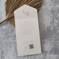 ANDREA QR Code Formal Modern Gold Cream Wedding