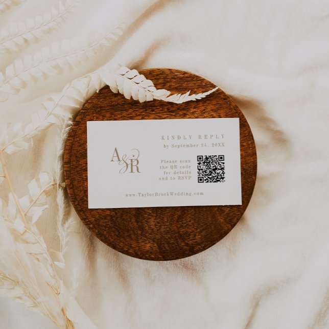 ANDREA QR Code Minimalist Gold Wedding RSVP Cards (ANDREA QR Code Minimalist Gold Wedding RSVP Cards)