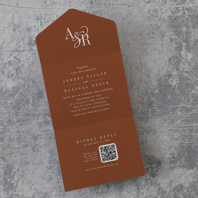 ANDREA QR Code Terracotta Simple Minimal Wedding All In One Invitation (ANDREA QR Code Terracotta Simple Minimal Wedding All In One Invitation)