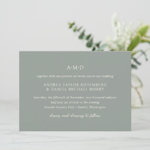 Andrea Sage Green Elegant Wedding Invitation