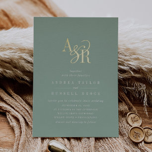 ANDREA Sage Green Gold Foil Formal Elegant Wedding