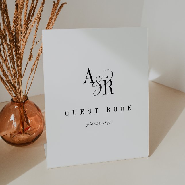 ANDREA Simple Monogram Wedding Guest Book Sign (ANDREA Simple Monogram Wedding Guest Book Sign)