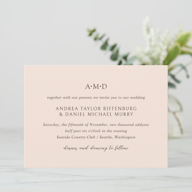 Andrea Tan Elegant Wedding Invitation (Standing Front)