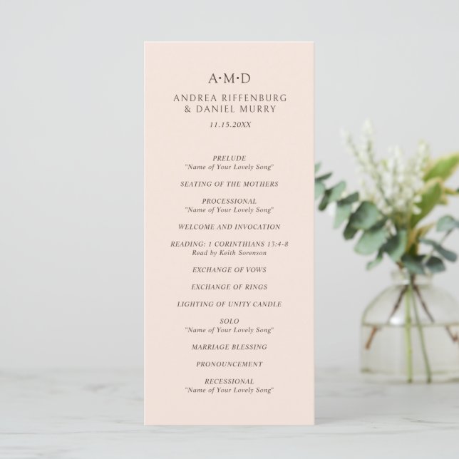 Andrea Tan Elegant Wedding Program (Standing Front)