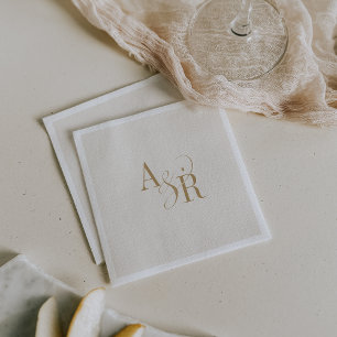 ANDREA Vintage Gold Cream Neutral Elegant Wedding Napkin