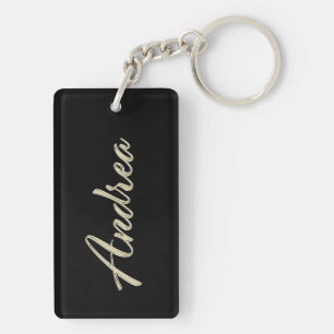 Andrea white gold Handwriting key Ring