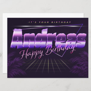 Andreas Name First Name lila retro Map Birthday Card