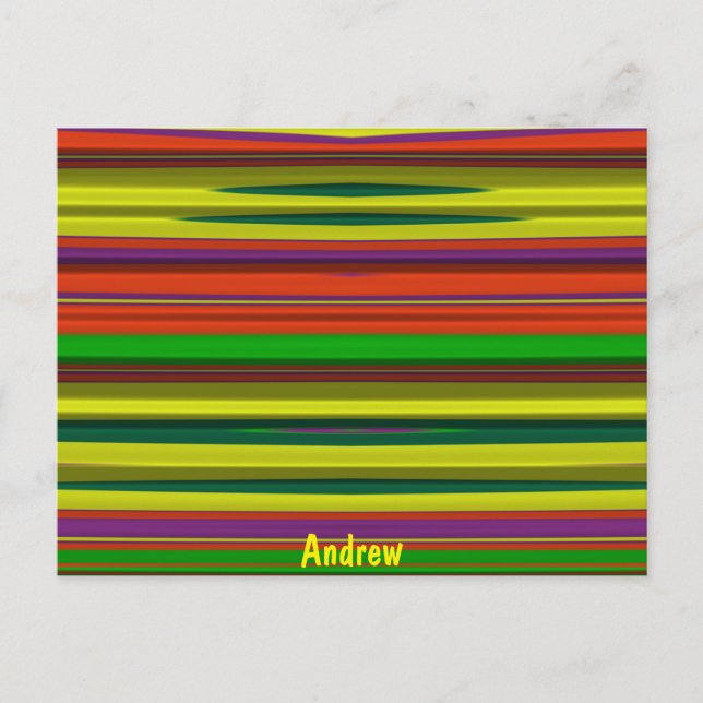 ANDREW ~ 3D Design Pattern ~ Christmas Colours~ Postcard (Front)