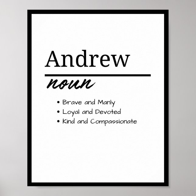 Andrew, Boy Personalised Name Definition Poster (Front)