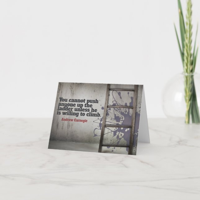 Andrew Carnegie Inspirational Quote "Push up" Thank You Card (Front)
