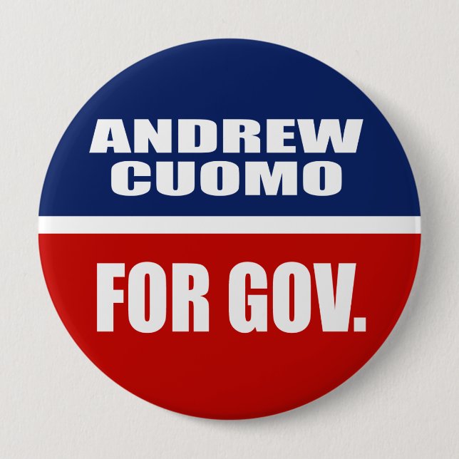 ANDREW CUOMO FOR GOVERNOR 10 CM ROUND BADGE (Front)