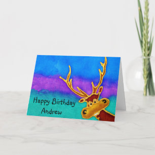 Andrew, Happy Birthday silly stag card