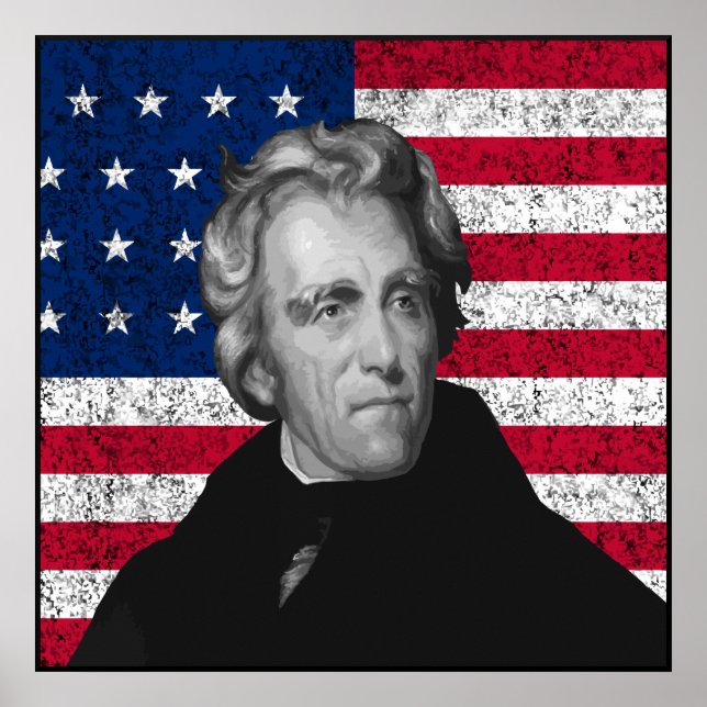 Andrew Jackson and The US Flag -- Border Poster (Front)