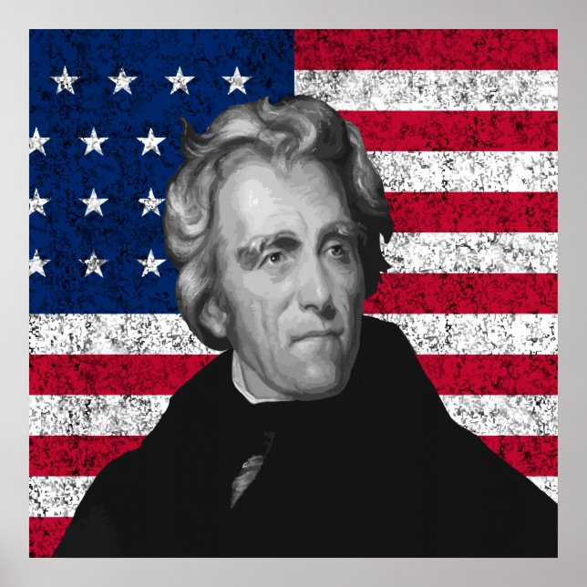 Andrew Jackson and The US Flag Poster (Front)