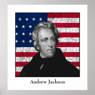 Andrew Jackson and The US Flag Poster