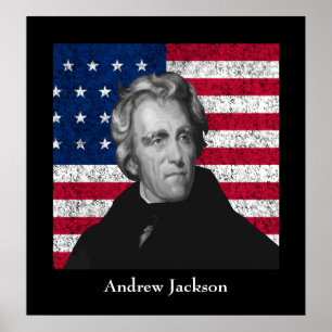 Andrew Jackson and The US Flag Poster