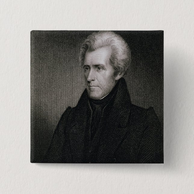 Andrew Jackson (engraving) 15 Cm Square Badge (Front)