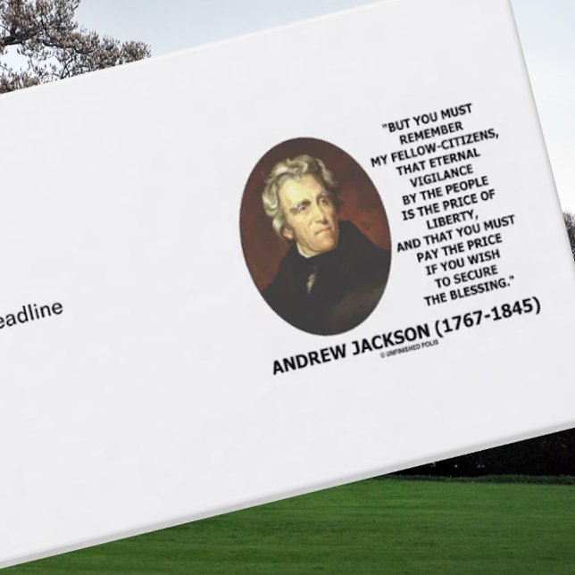 Andrew Jackson Price Of Liberty Price Secure Quote Business Card (Business card featuring a timeless eternal vigilance & liberty quote by US President Andrew Jackson)
