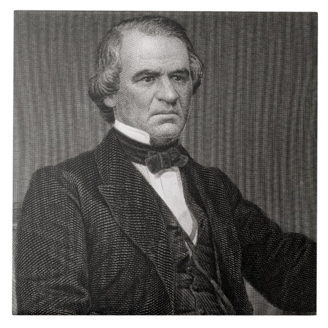 Andrew Johnson, engraved from a photograph by Thom Ceramic Tile (Front)