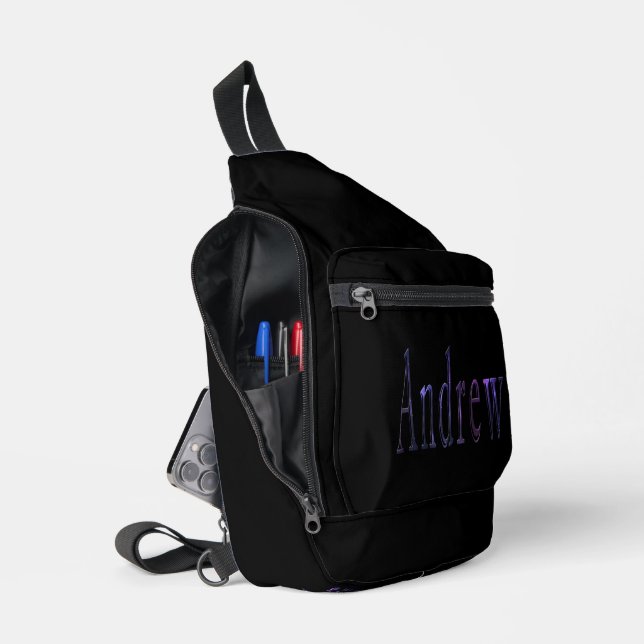 Andrew Name In Nebula Blue, Sling Bag (Open)
