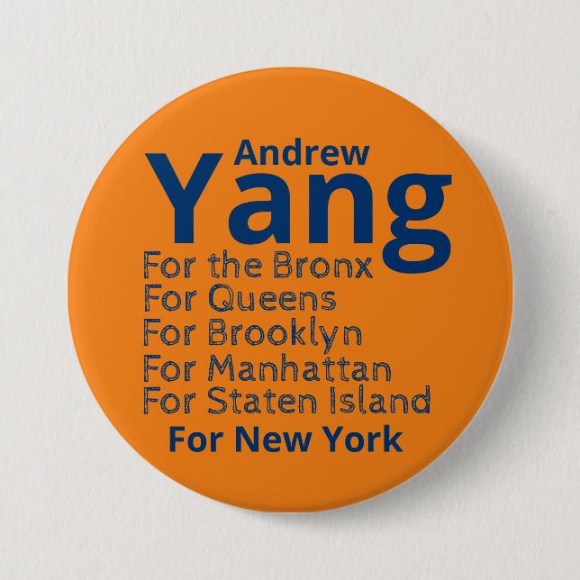 Andrew Yang for Mayor Button (Front)
