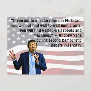Andrew Yang Quote from Second Democratic Debate Postcard