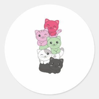 Androgynous Flag Pride Lgbtq Cute Cats Classic Round Sticker