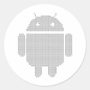 Android---Ascii black Classic Round Sticker