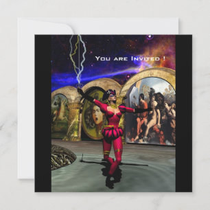 ANDROID BALLET,Black Red Blue Science Fiction Invitation