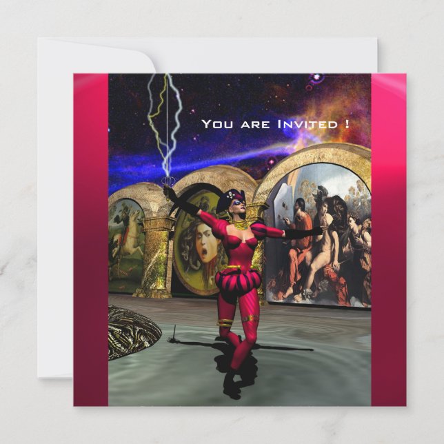 ANDROID BALLET,Red Pink Blue Science Fiction Invitation (Front)